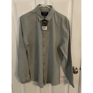 New Topman Long Sleeve Stretch Slim Fit Oxford Button Up Shirt Gray Men's Medium